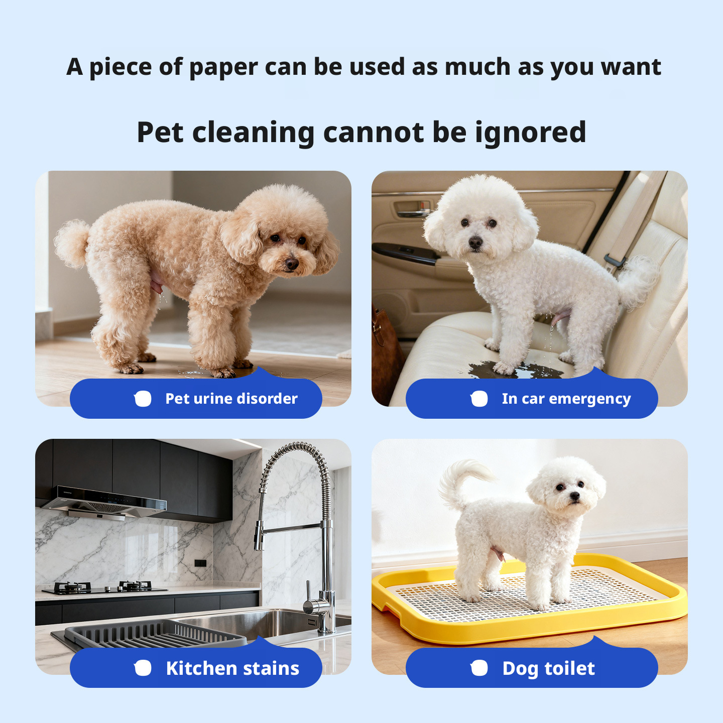 Dog Urine Cleaning Supplies – Pet Pee Pads, Absorbent Paper for Dogs & Cats, Quick-Dry Urine Wipes, Disposable Underpads