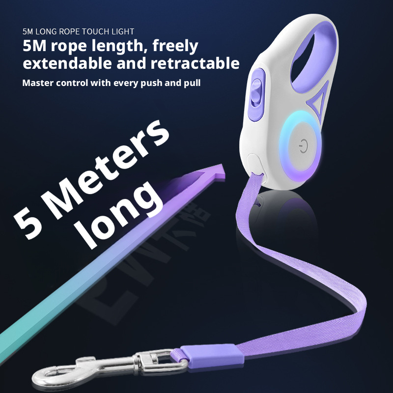 LED Dog Leash Retractable – Glowing Auto-Lock Leash with Comfort Grip, Non-Slip Handle