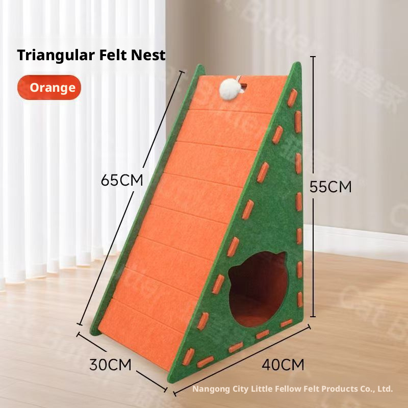 Corner Cat Scratcher & Bed – Triangular Vertical Felt Scratcher, Wear-Resistant, Non-Shedding, Prevents Sofa Scratching