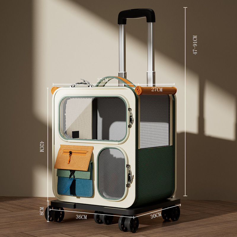 Rolling Cat Carrier Suitcase – Large-Capacity Transpet Backpack with Wheels for Multiple Cats