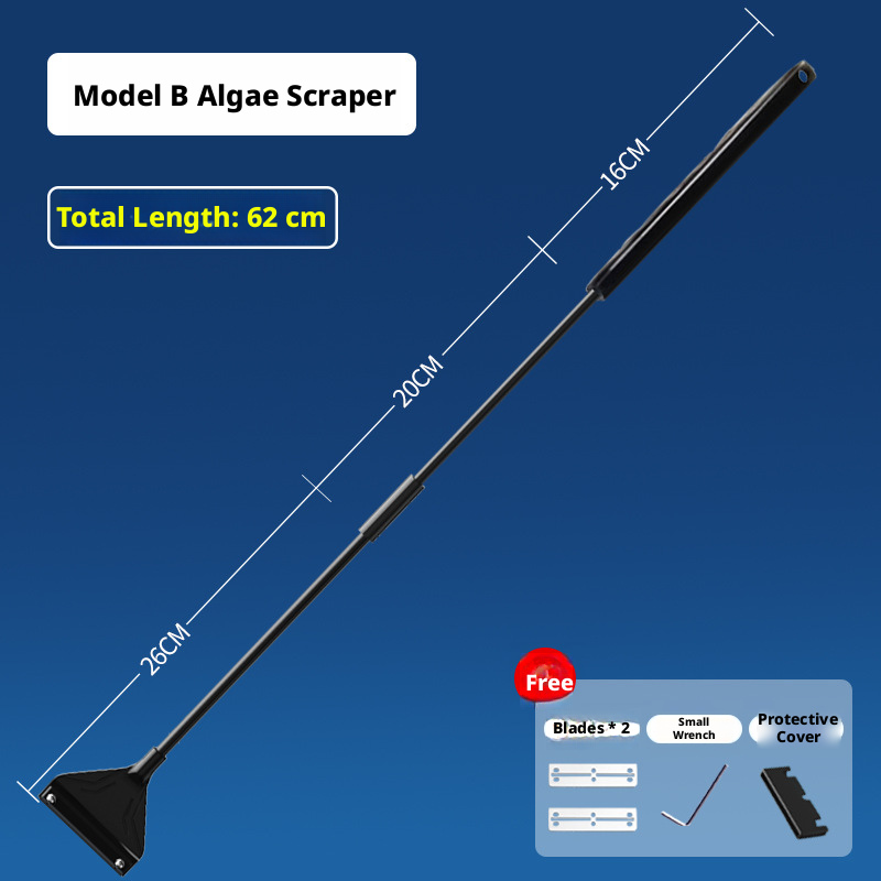 Algae Scraper for Aquarium, Fish Tank Glass Cleaner, Planted Tank Algae Remover, Aquascape Cleaning Tool, Stainless Steel Blade Scraper