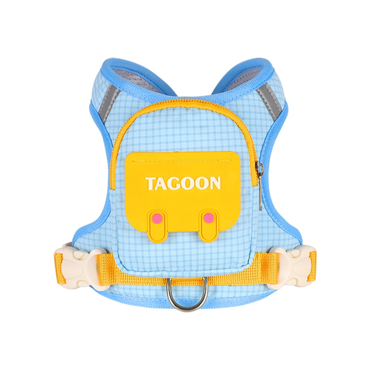 Dog Self-Backpack Harness with Leash – Portable Grid Pattern Outdoor Walking Set