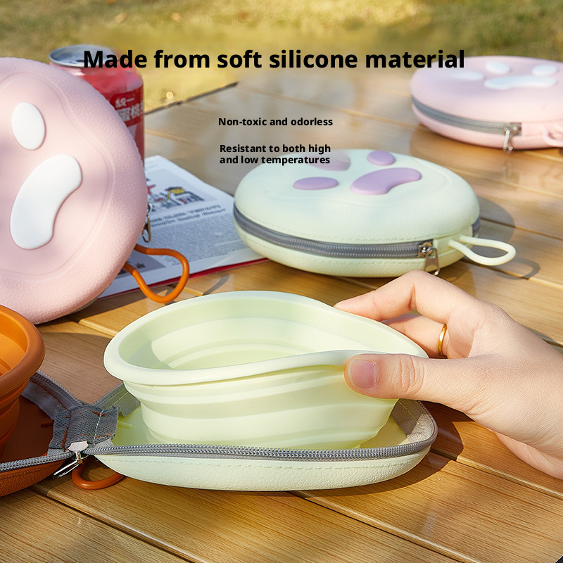 Portable Silicone Dog & Cat Bowl – Double Bowl, Anti-Spill Design for Outdoor Travel