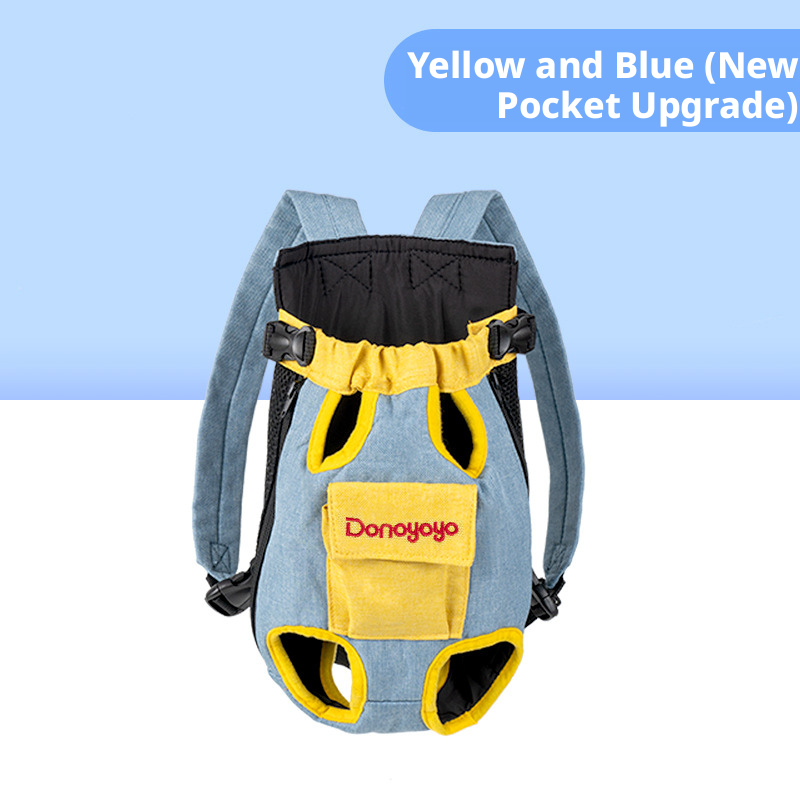 Portable Pet Carrier Backpack – Breathable Hemp Cotton Double Shoulder Cat & Dog Travel Bag with Four-Leg Front Opening for Outdoor Hiking