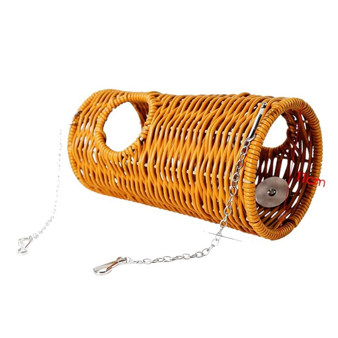 Handwoven Rattan Parrot Tunnel & Swing – Chew-Resistant Nest for Boredom Relief & Hiding