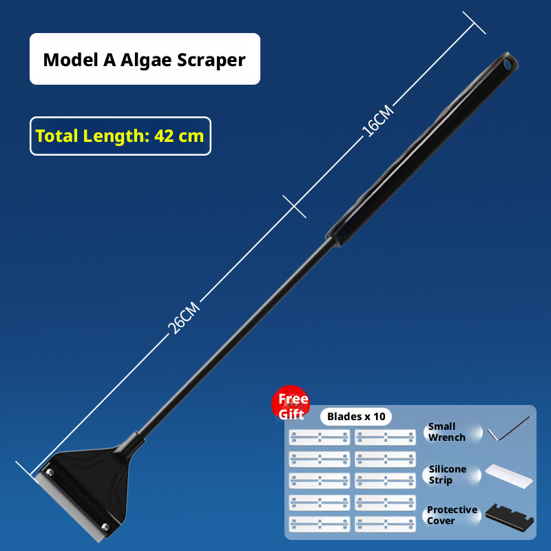 Algae Scraper for Aquarium, Fish Tank Glass Cleaner, Planted Tank Algae Remover, Aquascape Cleaning Tool, Stainless Steel Blade Scraper