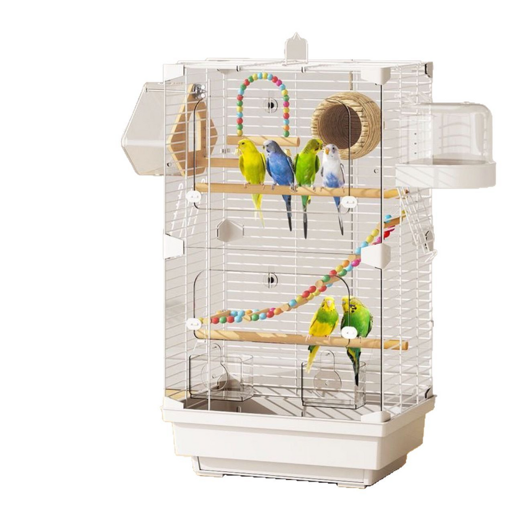 Clear Large Bird Cage – Acrylic Parrot Cage for Budgie, Lovebird & Cockatiel, Spacious Villa-Style Home