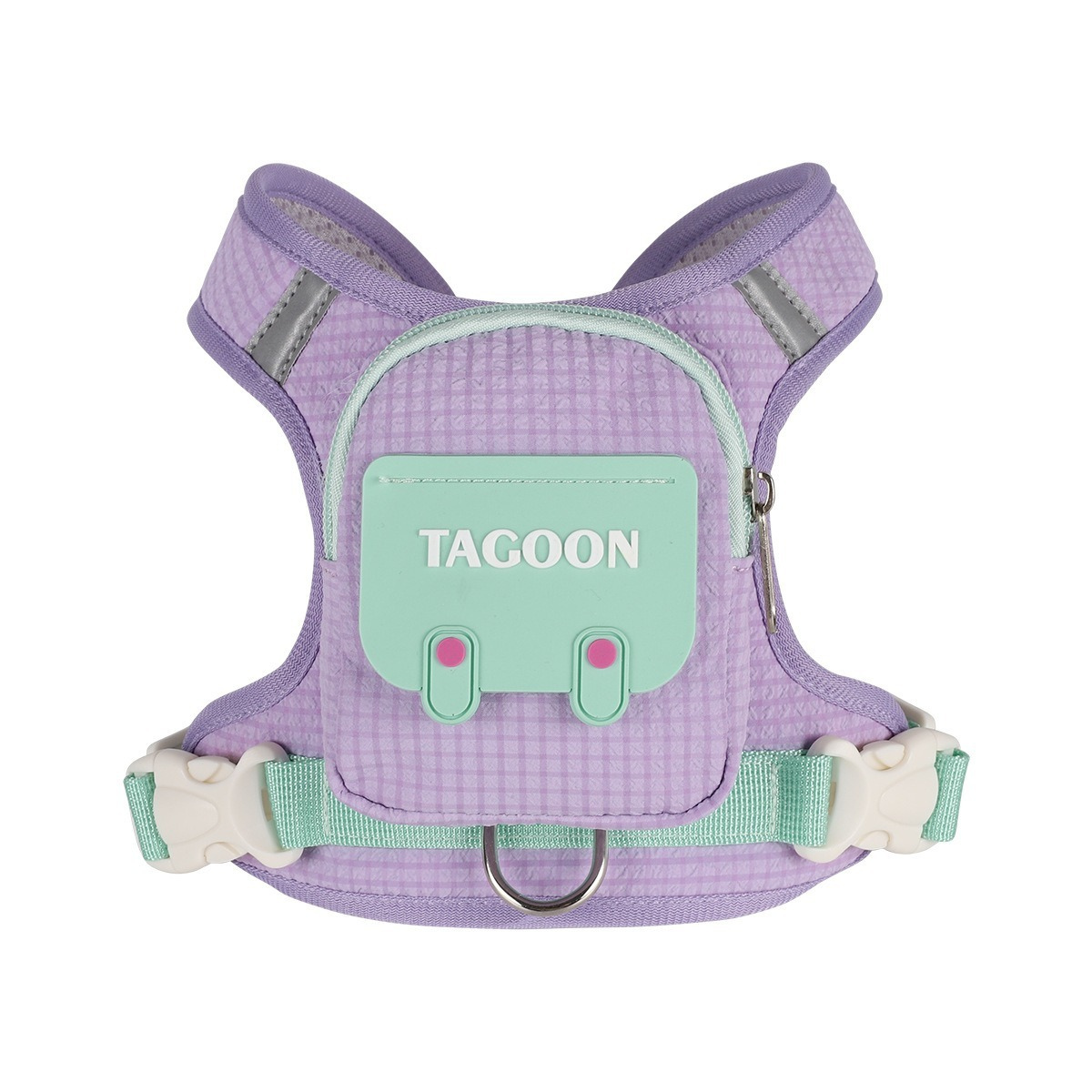 Dog Self-Backpack Harness with Leash – Portable Grid Pattern Outdoor Walking Set