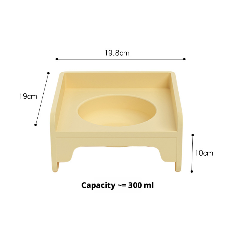 Square Raised Ceramic Pet Bowl Stand, Spliceable Anti-Spill Cat Dog Bowls with Neck Protection