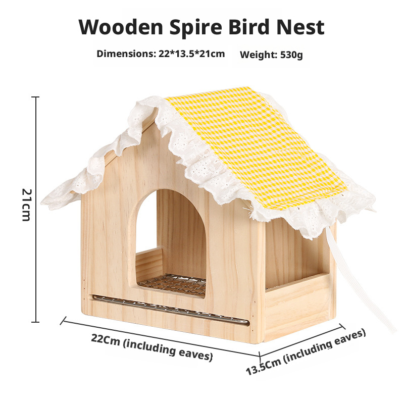 Breathable Summer Wooden Bird Nest – Solid Wood Parrot House with Pull-Out Low Mesh Tray for Easy Cleaning