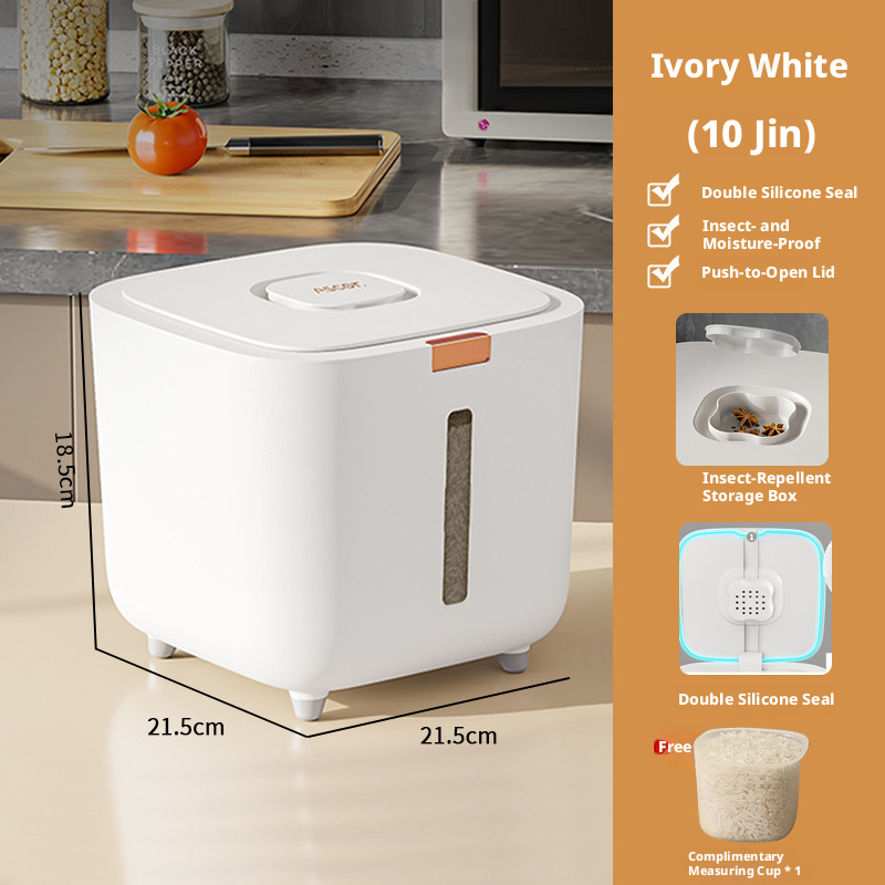 Food-Grade Airtight Rice Storage Container with Lid, Pest Proof & Moisture Proof Canister for Rice, Flour, Cat Food, Dog Food – Home Kitchen Organization