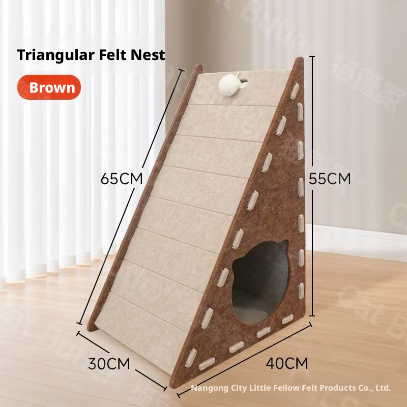 Corner Cat Scratcher & Bed – Triangular Vertical Felt Scratcher, Wear-Resistant, Non-Shedding, Prevents Sofa Scratching