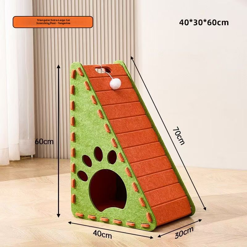 Corner Cat Scratcher & Bed – Triangular Vertical Felt Scratcher, Wear-Resistant, Non-Shedding, Prevents Sofa Scratching