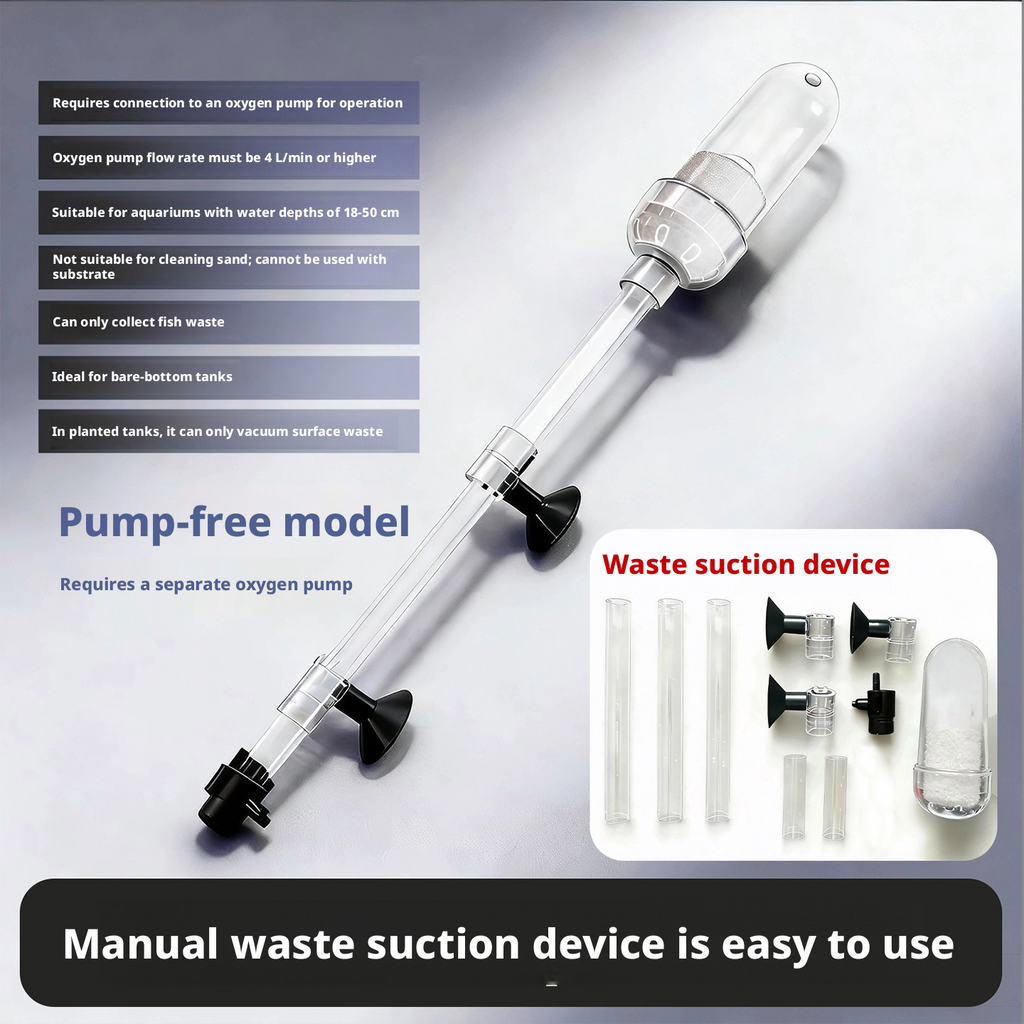 Air-Lift Aquarium Gravel Cleaner – Pneumatic Poop Suction & Waste Remover with Oxygenation