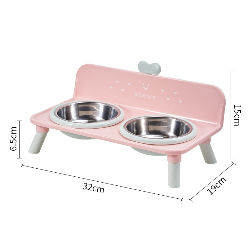 Raised Stainless Steel Double Pet Bowl – Anti-Spill, Anti-Splash, Neck-Friendly for Cats & Dogs