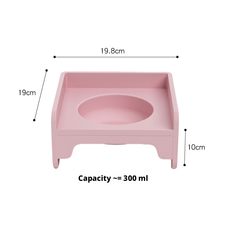 Square Raised Ceramic Pet Bowl Stand, Spliceable Anti-Spill Cat Dog Bowls with Neck Protection