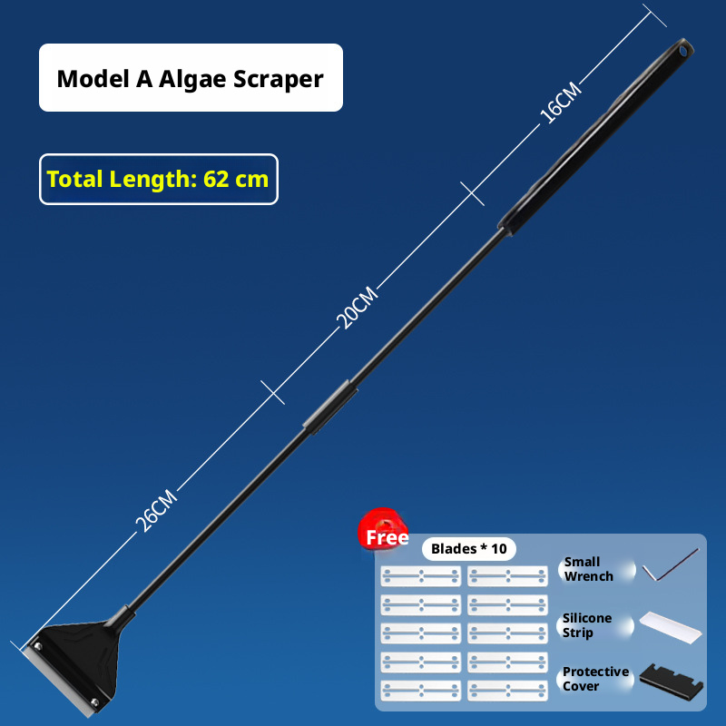 Algae Scraper for Aquarium, Fish Tank Glass Cleaner, Planted Tank Algae Remover, Aquascape Cleaning Tool, Stainless Steel Blade Scraper