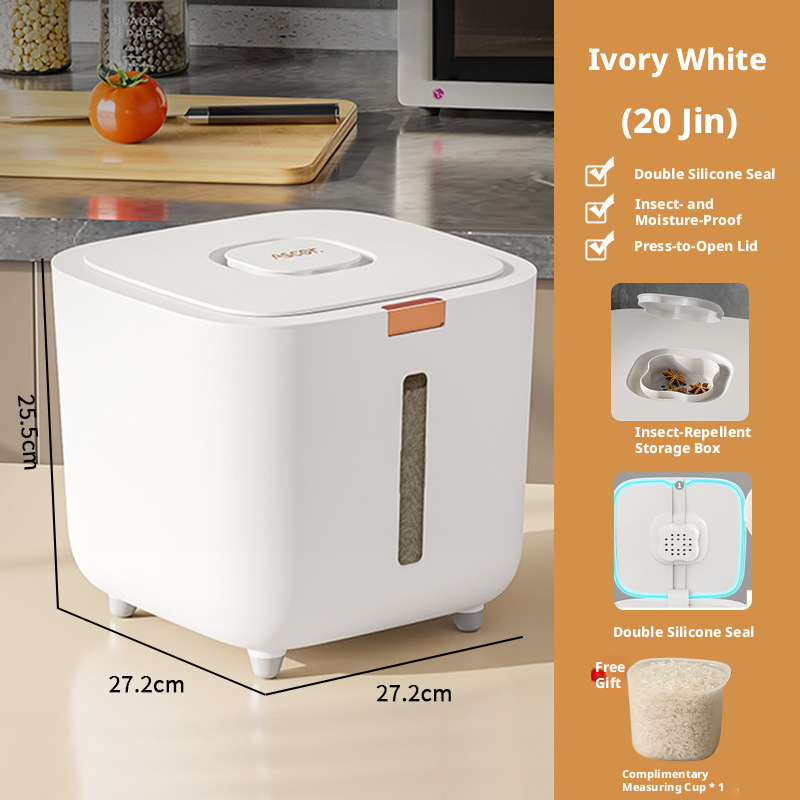 Food-Grade Airtight Rice Storage Container with Lid, Pest Proof & Moisture Proof Canister for Rice, Flour, Cat Food, Dog Food – Home Kitchen Organization