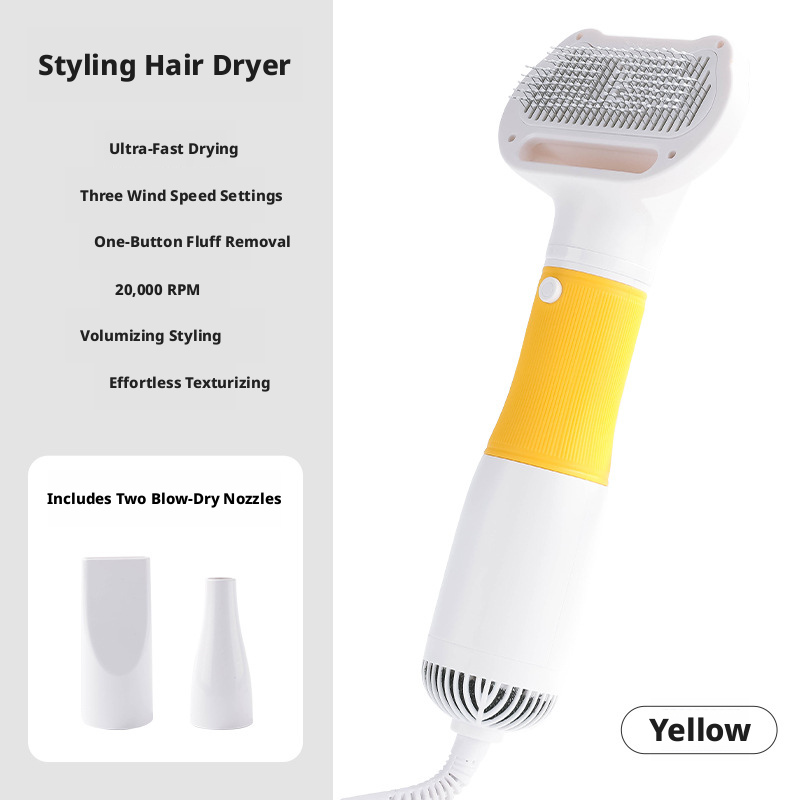 High-Power Electric Hot Air Pet Comb, Blower Brush for Drying and Deshedding Dogs Cats