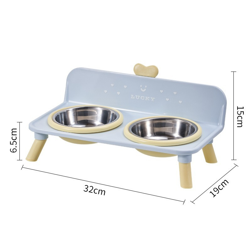 Raised Stainless Steel Double Pet Bowl – Anti-Spill, Anti-Splash, Neck-Friendly for Cats & Dogs