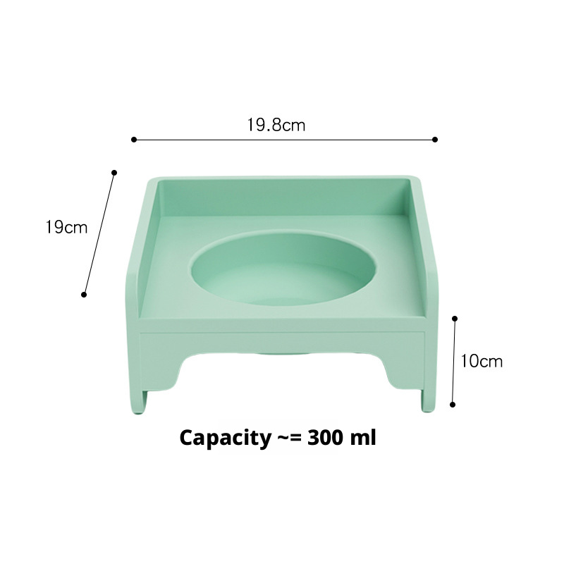 Square Raised Ceramic Pet Bowl Stand, Spliceable Anti-Spill Cat Dog Bowls with Neck Protection