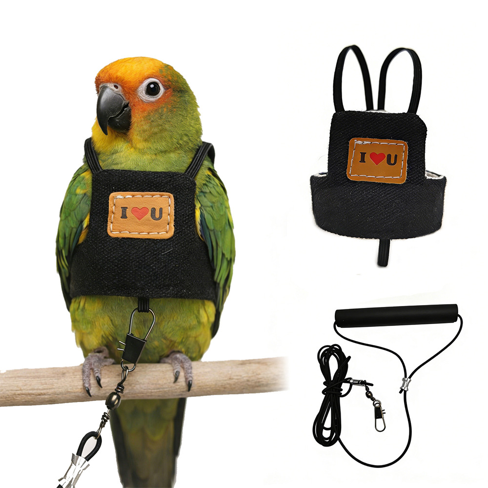 Parrot Harness & Leash – Flight Suit Training Lead for Cockatiels, Budgies, Lovebirds, Outdoor Flying & Walking