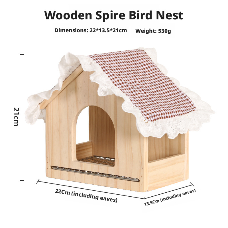 Breathable Summer Wooden Bird Nest – Solid Wood Parrot House with Pull-Out Low Mesh Tray for Easy Cleaning