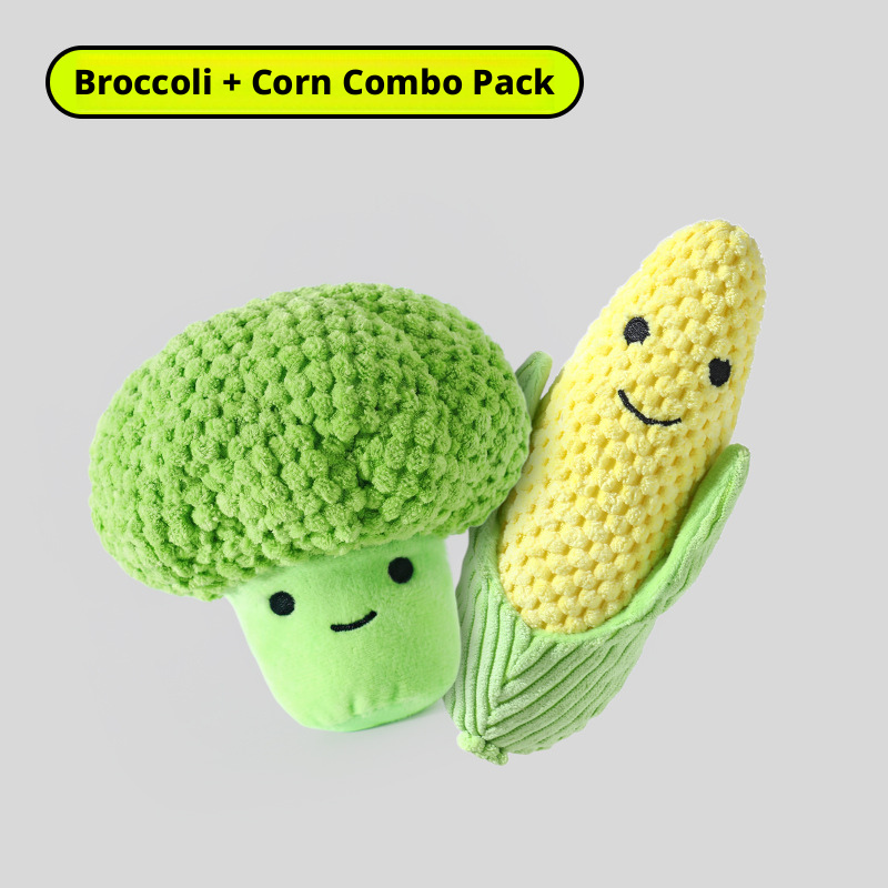 Squeaky Broccoli Dog Toy – Plush Puppy Chew Toy for Teeth Cleaning & Boredom Relief