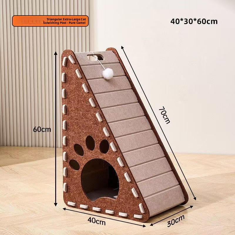 Corner Cat Scratcher & Bed – Triangular Vertical Felt Scratcher, Wear-Resistant, Non-Shedding, Prevents Sofa Scratching