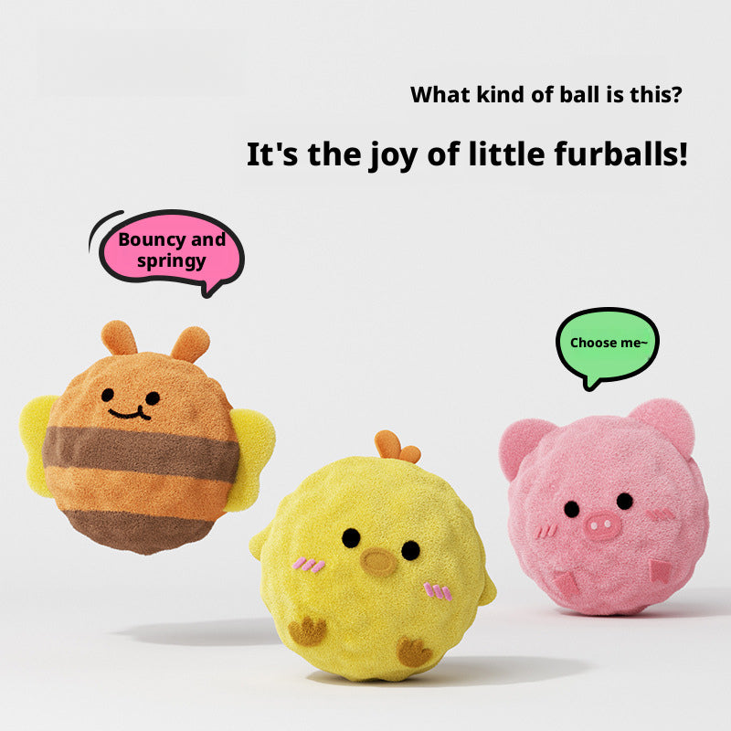 Plush Spiky Squeaky Ball for Small Dogs – Cute Animal-Shaped Chew Toy with Bounce