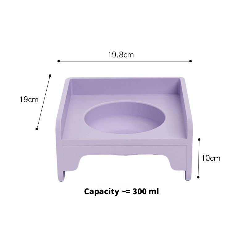 Square Raised Ceramic Pet Bowl Stand, Spliceable Anti-Spill Cat Dog Bowls with Neck Protection