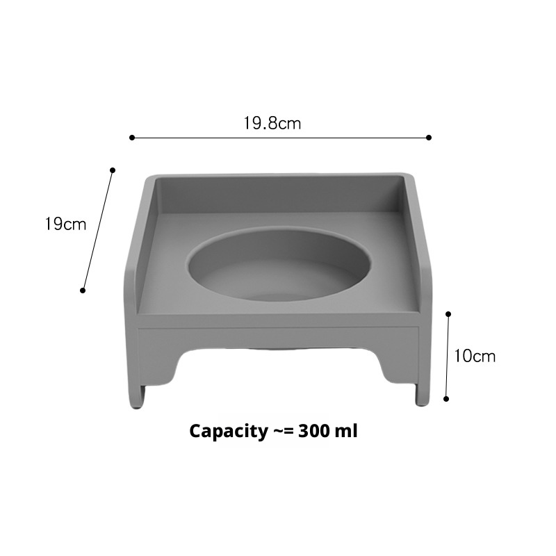 Square Raised Ceramic Pet Bowl Stand, Spliceable Anti-Spill Cat Dog Bowls with Neck Protection