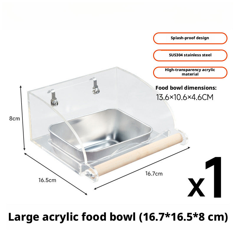 Stainless Steel Splash-Proof Bird Feeder – Anti-Spill Food Bowl for Parrots, Budgies, Lovebirds & Cockatiels