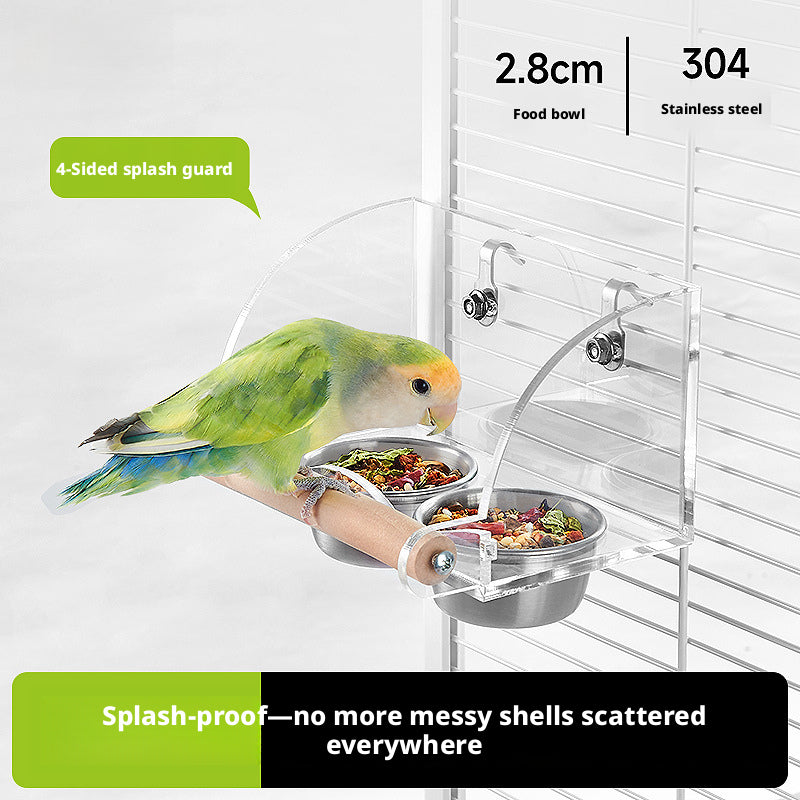 Stainless Steel Splash-Proof Bird Feeder – Anti-Spill Food Bowl for Parrots, Budgies, Lovebirds & Cockatiels