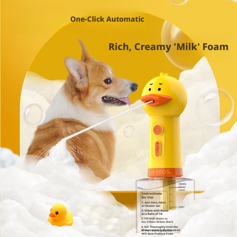 Pet Shampoo Foamer – Dog Cat Bath Bubble Maker, Dilution Bottle & Soap Dispenser, Cute Duck Design for Easy Suds