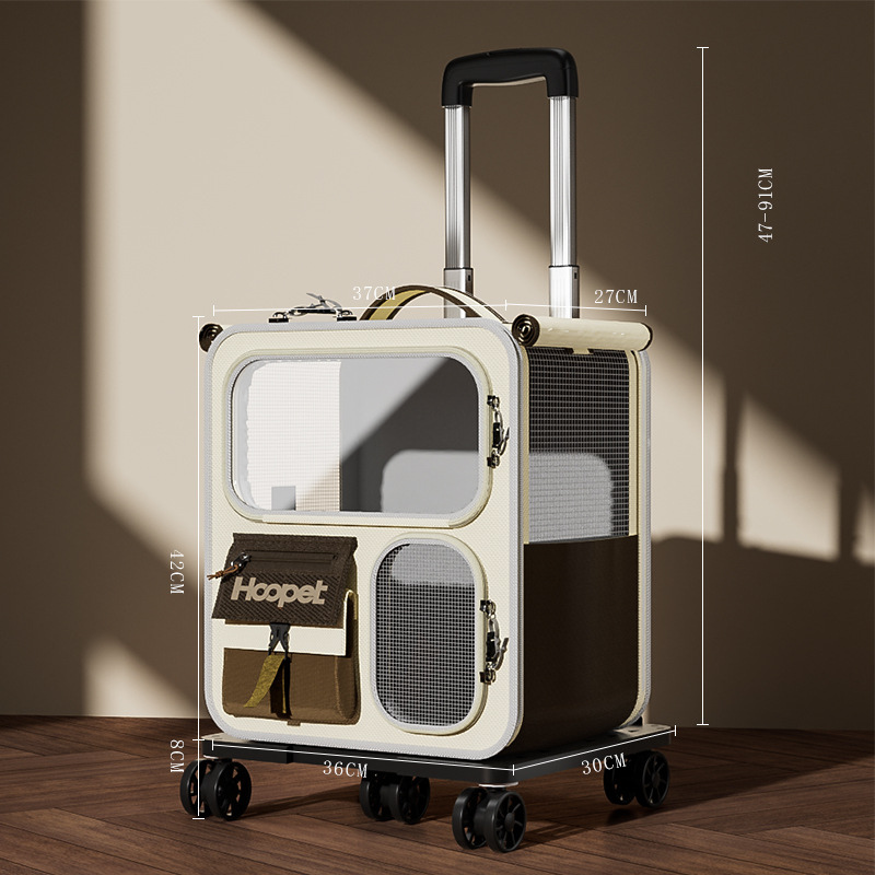 Rolling Cat Carrier Suitcase – Large-Capacity Transpet Backpack with Wheels for Multiple Cats