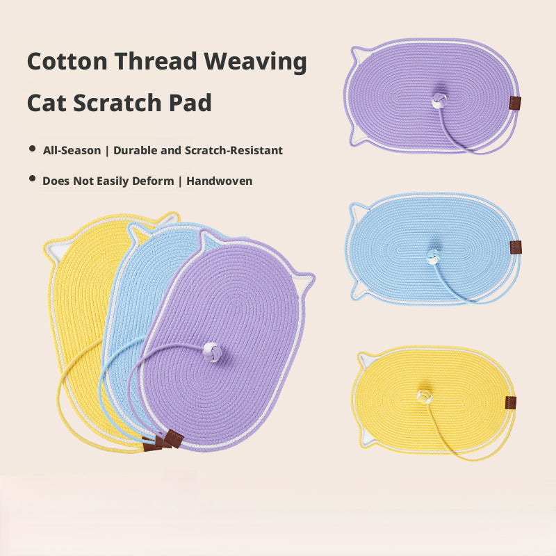 Cotton Rope Cat Bed & Scratching Mat – Woven, Removable & Washable