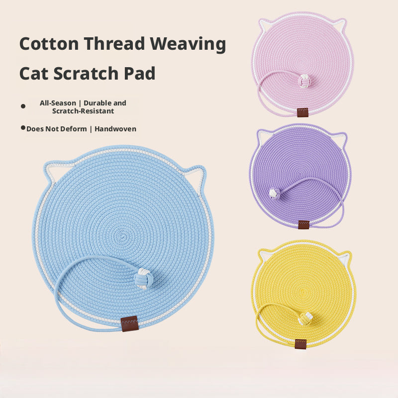 Cotton Rope Cat Bed & Scratching Mat – Woven, Removable & Washable