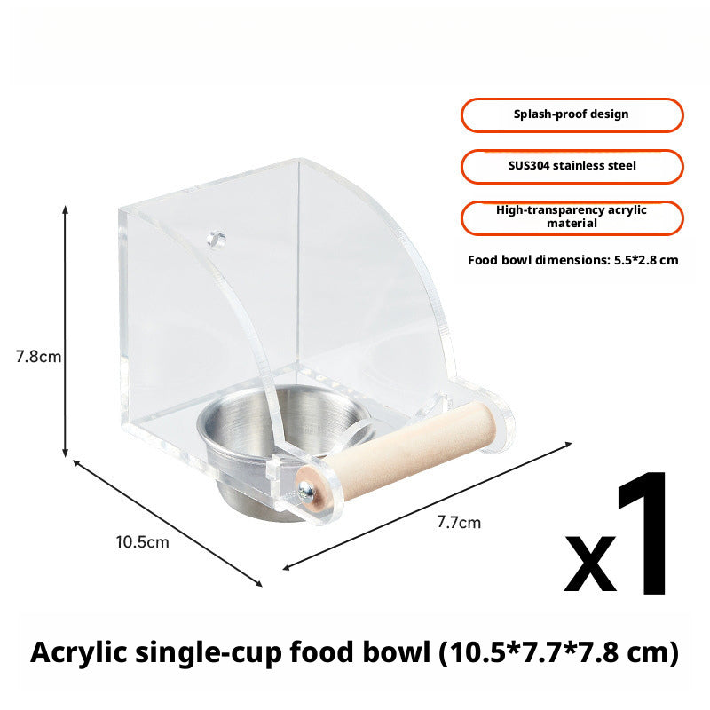 Stainless Steel Splash-Proof Bird Feeder – Anti-Spill Food Bowl for Parrots, Budgies, Lovebirds & Cockatiels