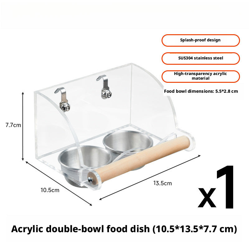 Stainless Steel Splash-Proof Bird Feeder – Anti-Spill Food Bowl for Parrots, Budgies, Lovebirds & Cockatiels