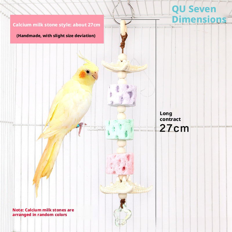 Mineral Chewing Perch for Small Parrots – Hanging Grinding Toy