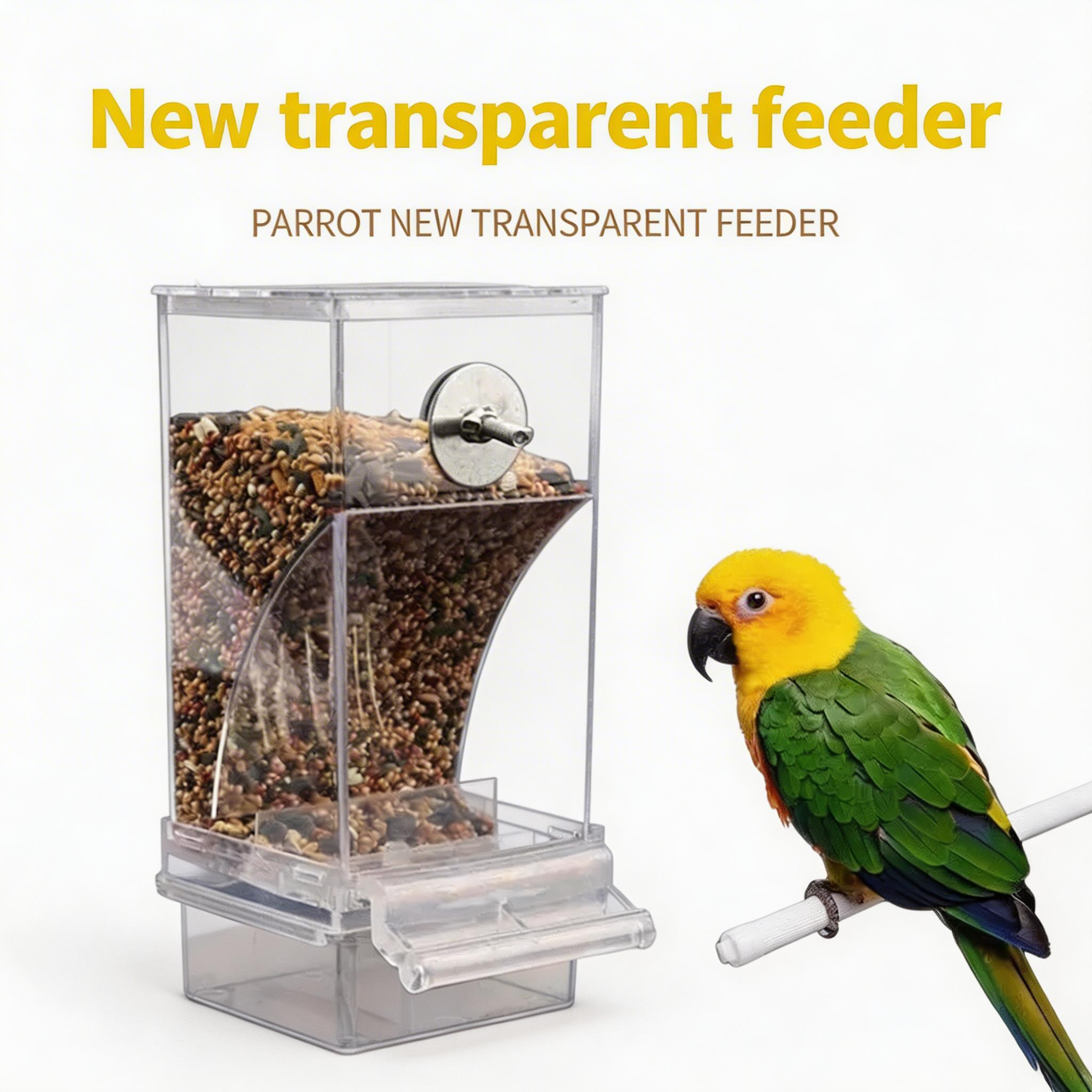 Bird Feeder, Parrot Food Dispenser, Anti-Splash Seed Container – No-Waste Food Bowl for Budgies, Cockatiels & Small Parrots
